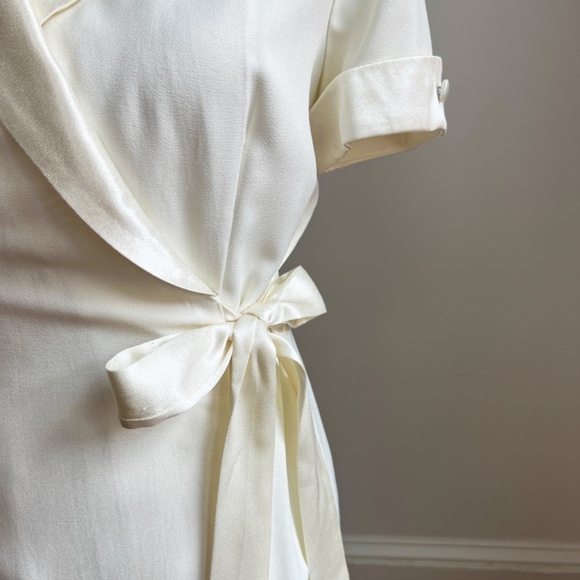 Vintage NWT Renzo Armoni Made in USA Wrap Off White Pearl Wedding Dress Gown 10P - Picture 3 of 13